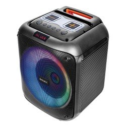 Drahtloser Party-Lautsprecher, 60W, Mikrofon & LED Karaoke, TWS, FM-Radio, USB & Kartenleser, schwarz Drahtloser Party-Lautsprecher, 60W, Mikrofon & LED Karaoke, TWS, FM-Radio, USB & Kartenleser, schwarz