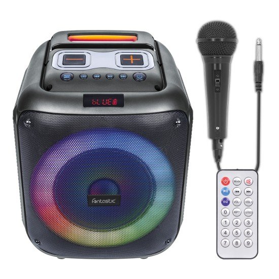 Wireless party speaker 60W, microphone & LED light Karaoke, TWS, FM radio, USB & card reader