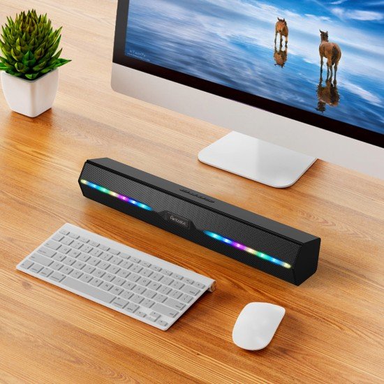 Soundbar "Juna" with impressive sound , black 2 x 5W, TWS, FM, AUX In, RGB LED, Kartenleser