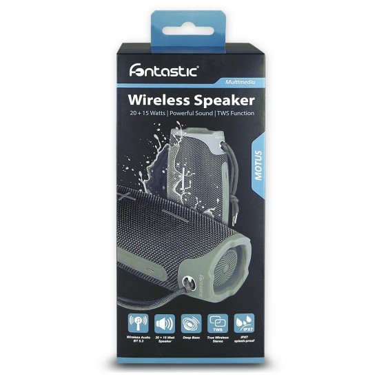 Fontastic wireless speaker "Motus" TWS, black Powerful sound, 20W bass + 15W twetter, DSP, IPX7
