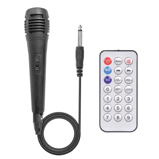 Fontastic Party Speaker with Trolley, 400 Watt Microphone, Remote Control, Light Show “Rokka"