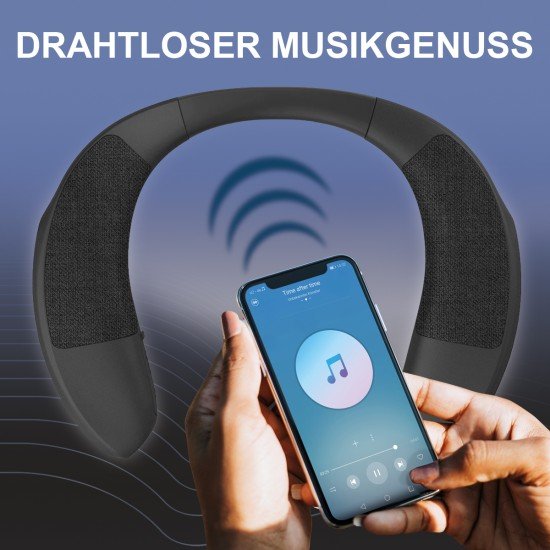 Wireless Neckband Speaker, 3D Stereo Sound, black Ergonomic Design, MicroSD Card Slot, Handsfree