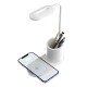 Desk lamp with wireless charger, pen holder LED 3 lighting modes, touch control, 10watt white