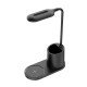 Desk lamp with wireless charger, pen holder LED 3 lighting modes, touch control, 10watt black