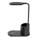 Desk lamp with wireless charger, pen holder LED 3 lighting modes, touch control, 10watt black