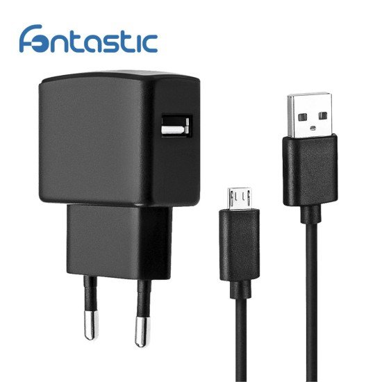 Essential AC Charger USB 2.4A black including MicroUSB Data Cable 150cm