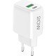 AC Charger Ovin, USB-A FC3 + Type-C PD20W white Power Delivery, Fast Charge 3 TÜV / GS certificate