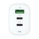 AC Charger GaNto 2 x Type-C PD + USB-A FC3 GaN 65W Power Delivery, Fast Charge 3, max 3.25A, white AC Charger GaNto 2 x Type-C PD + USB-A FC3 GaN 65W Power Delivery, Fast Charge 3, max 3.25A, white