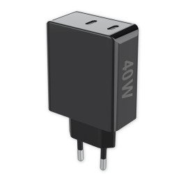 AC Charger 2 X USB Type-C Powe Delivery,  40 Watt 2 x 20Watt, black AC Charger 2 X USB Type-C Powe Delivery,  40 Watt 2 x 20Watt, black