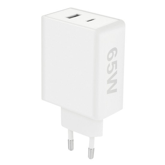 AC Charger GaNto Type-C PD Duo + USB-A GaN 65Watt Power Delivery, max 3.25A, white