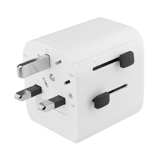 World Adapter USB Ports US/UK/AUS 100 Countries 10A Fuse Power: 250V/2500W, Schuko / Euro plug