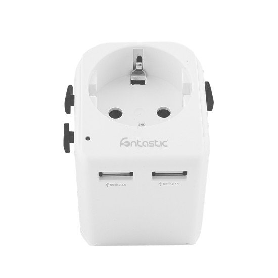 World Adapter USB Ports US/UK/AUS 100 Countries 10A Fuse Power: 250V/2500W, Schuko / Euro plug