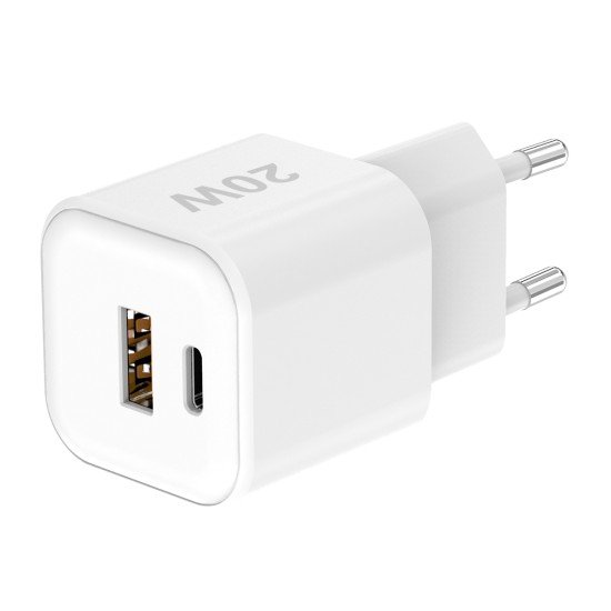 AC Charger MINI GaNto 20W Type-C PD + USB-A FC Ultra-compact, intelligent charging PPS, white