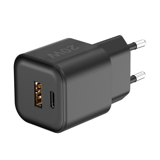 AC Charger MINI GaNto 20W Type-C PD + USB-A FC Ultra-compact, intelligent charging PPS black