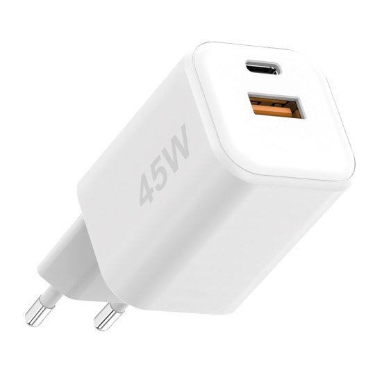 AC Charger MINI GaNto 45W Type-C PD + USB-A FC Ultra-compact, intelligent charging PPS, white