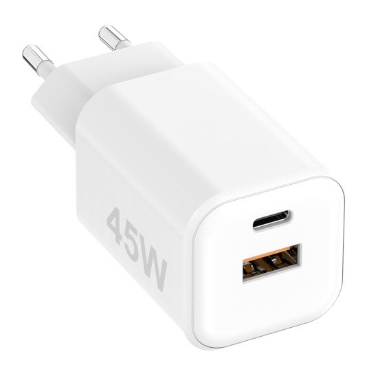 AC Charger MINI GaNto 45W Type-C PD + USB-A FC Ultra-compact, intelligent charging PPS, white