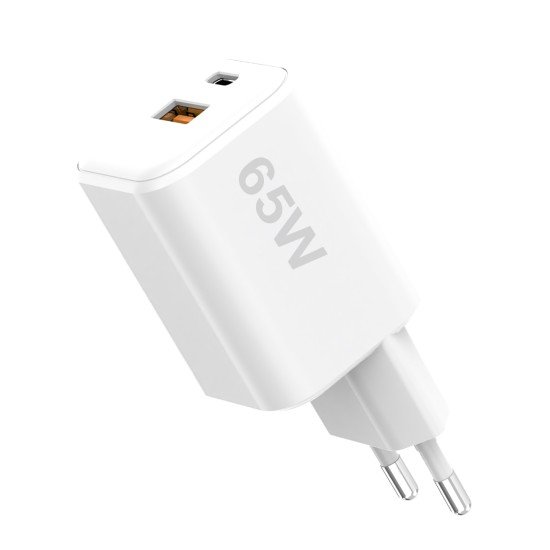 AC Charger MINI GaNto 65W Type-C PD + USB-A FC Ultra-compact, intelligent charging PPS, white