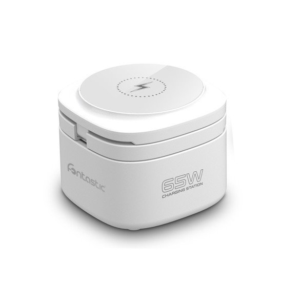 Wireless charging station Qumag GaN technology 65W Compact design, All-In-One, FC, PD, PPS, white Wireless charging station Qumag GaN technology 65W Compact design, All-In-One, FC, PD, PPS, white