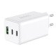 Fontastic AC Charger GAN 100W, 2 x Type-C + USB-A Power Delivery, Fast Charge, "Zona", white