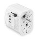 Fontastic World Adapter “Terra” US/UK/AUS/CN/EURO 10A Fuse, Power: 250V/2300W, USB-A+C, Schuko, whit