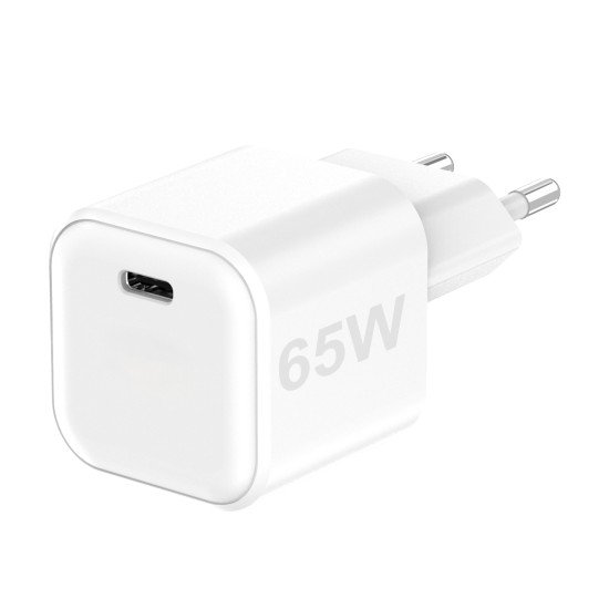 AC Charger MINI GaNto 65W single Type-C PD PPS Compact High Efficiency TÜV-GS certificate white