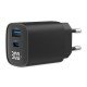Fontastic AC Charger GAN 30W with Display, black Typ-C + USB-A PD, FC, Power Output Display “Ecran“