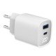 Fontastic AC Charger GAN 30W with Display, white Typ-C + USB-A PD, FC, Power Output Display “Ecran“