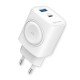 Fontastic 2in1 - Travel & iWatch wireless Charger GaN 22W, USB Typ-C + USB-A, PD, FC, “WiGan“, white