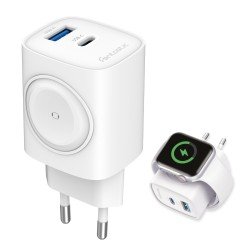 Fontastic 2in1 - Netzteil & Ladestation iWatch ws GaN 22W, PD FC Typ-C + A, kabelloses Laden “WiGan“ Fontastic 2in1 - Netzteil & Ladestation iWatch ws GaN 22W, PD FC Typ-C + A, kabelloses Laden “WiGan“
