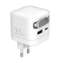 Fontastic 35W GaN Netzteil mit einziehbarem Kabel USB Typ-C + A Ports, Kabel Typ-C PD FC “Zap" weiß Fontastic 35W GaN Netzteil mit einziehbarem Kabel USB Typ-C + A Ports, Kabel Typ-C PD FC “Zap" weiß