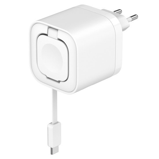 Fontastic 35W GaN Charger with retractable cable iWatch Wireless Charger C+A Port PD FC “Zap" white