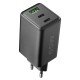 Fontastic AC Charger GAN 65W, 2 x Type-C + USB-A Power Delivery, Fast Charge, "Zono", black