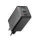 Fontastic AC Charger GAN 65W, 2 x Type-C + USB-A Power Delivery, Fast Charge, "Zono", black