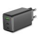 Fontastic AC Charger GAN 65W, 2 x Type-C + USB-A Power Delivery, Fast Charge, "Zono", black