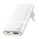Fontastic 65W Compact AC Charger w/ Foldable Plug Dual-port USB C + A, Power Delivery &ldquo;Fold65&rdquo; white