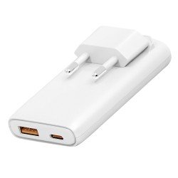 Fontastic 65W Compact AC Charger w/ Foldable Plug Dual-port USB C + A, Power Delivery &ldquo;Fold65&rdquo; white