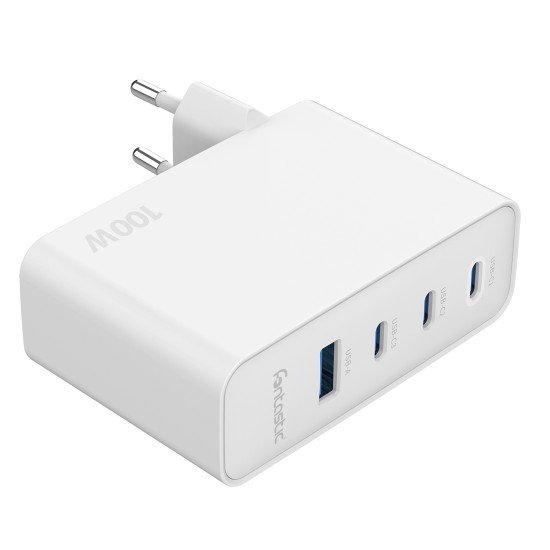Fontastic GaN 100W Ladeg&auml;ret &bdquo;Volta100&rdquo; wei&szlig; USB 1xA + 3xC Ports PD schnelles effizientes Laden