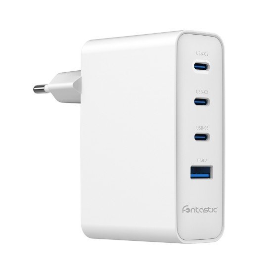 Fontastic GaN 100W Ladeg&auml;ret &bdquo;Volta100&rdquo; wei&szlig; USB 1xA + 3xC Ports PD schnelles effizientes Laden