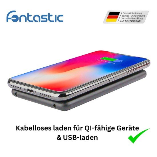 Power Bank Ventu 5000mAh black Wireless Charging, AL-Housing with Suction Cups
