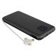 Power Bank Kari 10.000mAh, Built-In charging cable 4in1, Micro-USB/8-Pin/Type-C + USB-A, black