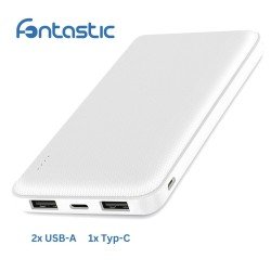 Power Bank Renz10 10.000mAh, 2x USB-A & 1x Typ-C Ladezustandsanzeige, In & Output 5V / 2A, weiß Power Bank Renz10 10.000mAh, 2x USB-A & 1x Typ-C Ladezustandsanzeige, In & Output 5V / 2A, weiß