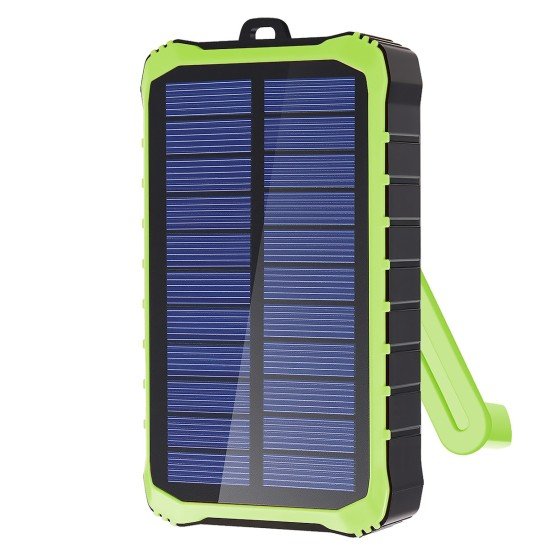 Solar Outdoor Power Bank Crank10 10000mAh black Solar Panels, Hand Crank, Torch, USB-A, Type-C