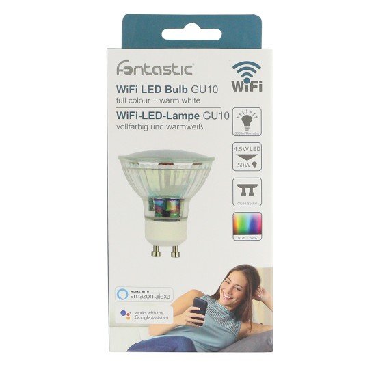 WiFi LED Lamp 5W GU10, Dimmable, Colour+Warm white comp with Android,iOS,Alexa,Google Assistant