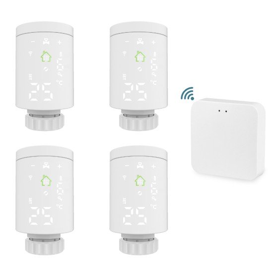 WiFi Smart Home Kit Heating, 4pcs TRV (Thermostatic Radiator Valve) + WiFi Gateway