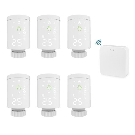 WiFi Smart Home Kit Heating 6pcs TRV (Thermostatic Radiator Valve) + WiFi Gateway