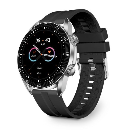 Lema AMOLED Smartwatch with 1,43&ldquo; Display chrome BT Call, Music Player, IP68, Wireless Charging