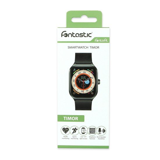 Smartwatch Timor with 2.01" Display, BT Call black Music Control, Split Screen, Interchangeable Strap
