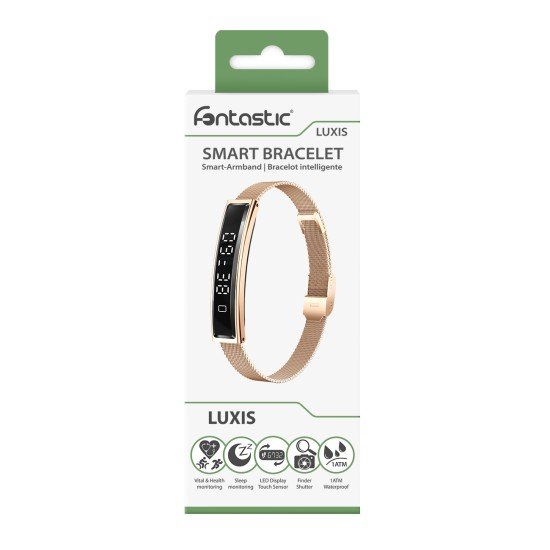 Fontastic Smart-Armband &ndash; stylisches Fitnessband elegant wie Schmuck, Display, Metallband gold