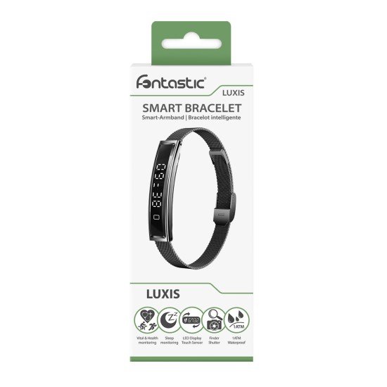 Fontastic Smart-Armband &ndash; stylisches Fitnessband elegant wie Schmuck, Display, Metallband schwarz