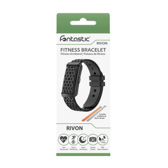 Fontastic Fitness Armband &bdquo;Rivon&ldquo; + Ersatzb&auml;nder Puls SpO2, Schritte, Schlaf & Sportmodi Tracker sw